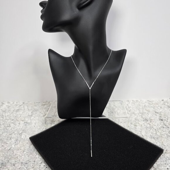 Adornia Sterling Silver Swarovski Crystal Accented V Necklace - Picture 1 of 5